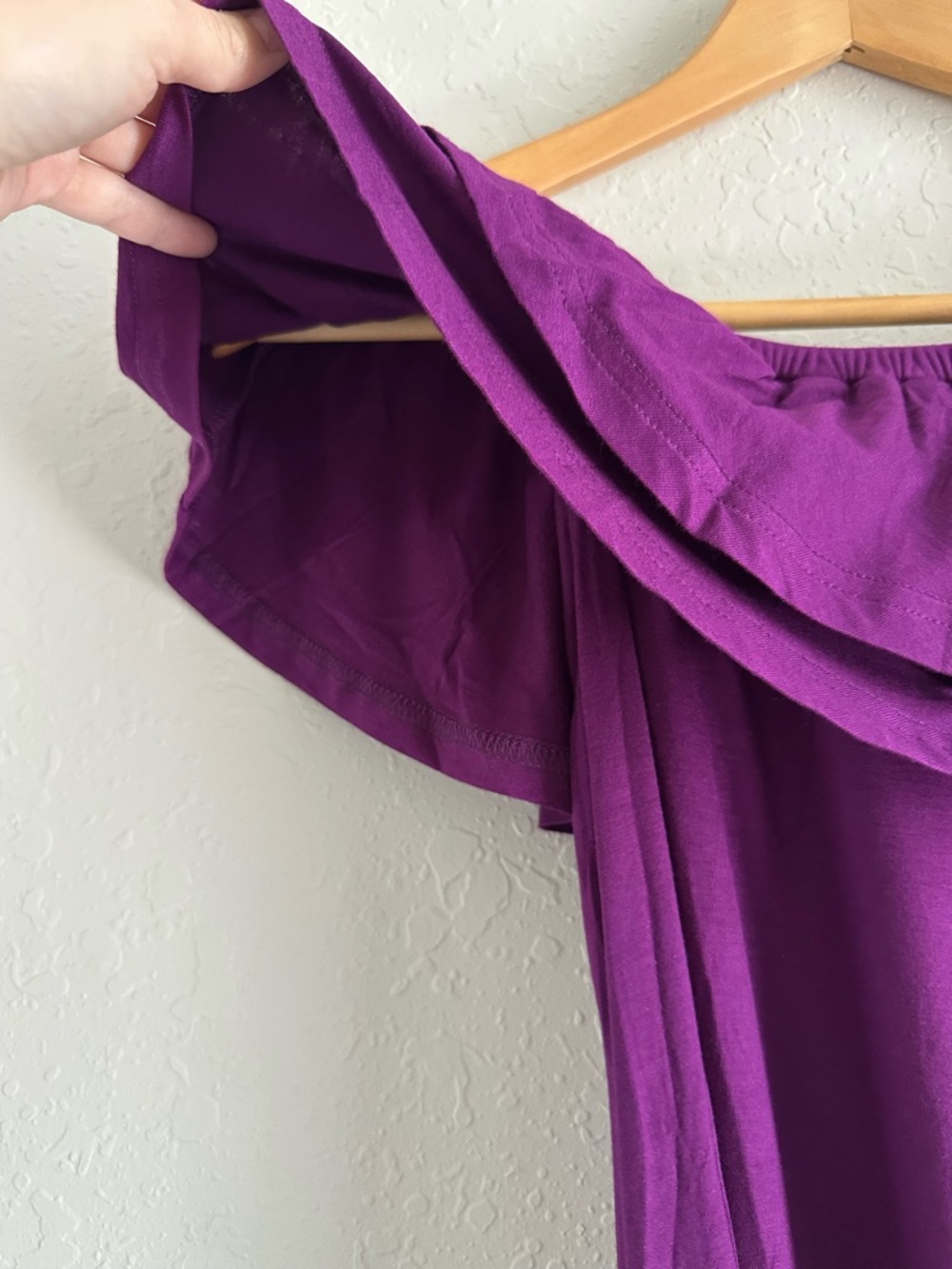Purple Off-Shoulder Ruffle Top - Picture 3 of 5